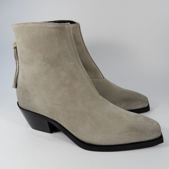 All Saints Lenora Heeled Ankle Boots Size 37 6.5 7 Stone Suede Leather NEW $349 - Picture 4 of 15